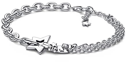 PANDORA Bracciale Moments con stella in argento Sterling e zirconia cubica trasparente, 18