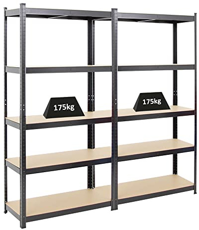 PROREGAL Mega Deal Schwerlastregal Ragnar 180x90x40 cm mit Fachlast 175kg Schwarz Garagenregal Kellerregal Werkstattregal Lagerregal Steckregal