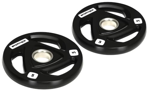 SPORTNOW 2x5kg/15kg Discos Pesas Olímpicos Agujero Ø50 mm Triple | Hierro Fundido, Recubierta de Goma, 2 Placas, para Mancuernas y Barras, Entrenamiento en Casa, Gimnasio
