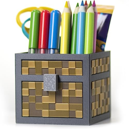 KAJAWIS Organizer für Buntstifte – Schreibtisch-Organizer für Kinder im Pixel-Blockdesign, ECO Stiftehalter (Braun)