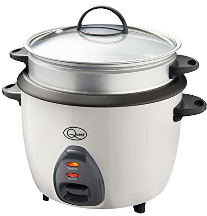 Quest 500W Rice Cooker & Steamer with Keep Warm Function, 1.5L/Non-Stick Inner Pot/Cooks Rice & Makes Healthy Steamed Vegetables/Includes Spatula & Measuring Cup