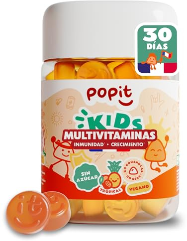 POP IT Gummies Multivitamines Enfant - Vitamine D, Immunité - 60u | Dès 4 Ans et Ados, Cure 2 Mois - Gummies Vitamine Enfant A, B, C, D, E - Sans Sucres, Goût Tropical, Vegan - Made in France