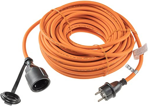 ChiliTec Verlängerungskabel 25m mit Schutzkappe für Aussen Innen - Gummikabel H07RN-F 3G1,5 IP44 Schutzkontakt Stromkabel Elektrokabel für Baustelle Garten Rasenmäher Orange