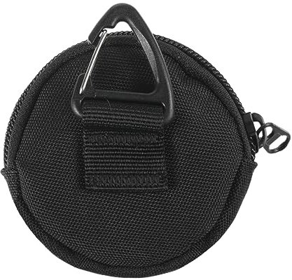 Münzgeldbörse kleine,wasserdichtes Oxford-Stoff Portemonnaie,runde Damen münzbeutel mit reißverschluss,kleines münzportemonnaie mit Karabiner,Schlüsselaufbewahrungstasche, Kopfhörertasche,Schwarz