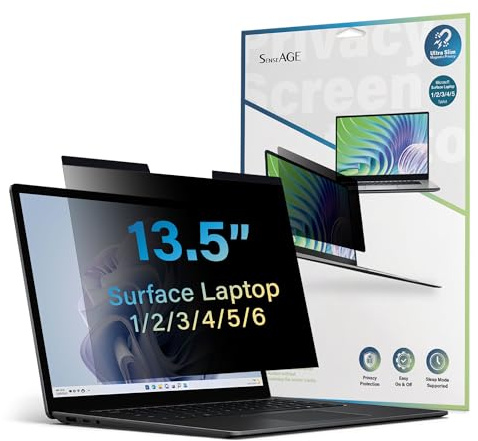 SenseAGE Magnetischer Blickschutzfilter für Surface Laptop 13.5 Zoll (6/5/4/3/2/1) – Abnehmbare Privacy Screen Sichtschutzfolie, Anti-Spy & Anti-Blaulicht