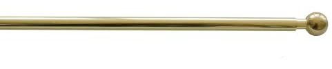 Vitragenstange rund 8 mm mit Kugelendknopf aus Messing, Gardinenstange ausziehbar 1 Stück mit Haken (40-60 cm, messing glanz)