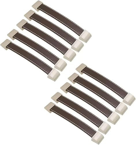 Türgriff, Schrankknöpfe, Set mit 10 hochwertigen braunen Retro-Leder-Schubladengriffen/Knöpfen/Griffen/für Aktenkoffer, Koffer, Weinschrank, Holzkiste, Kleiderschrank, Schuhkarton, Möbelbeschläge (CC:
