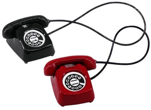 EXCEART 2st Puppenhaus Telefon Re-Ment Vintage-Mini-Telefon Spielzeug-telefone Figurenzubehör Im Maßstab 1:12 Vintage-möbel Miniatur-hausmöbel Marionette Metall Rotieren Zweifarbig