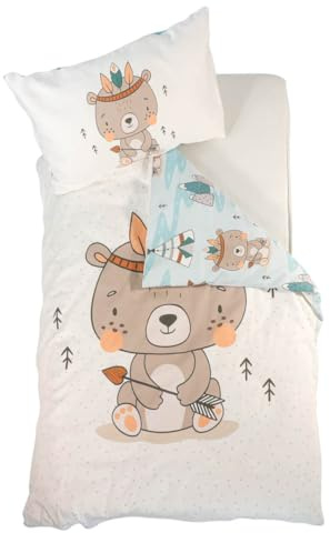 Puckdaddy Kinderbettwäsche-Set Mare - Kleiner Bär 100x135cm, blau/Mehrfarbig