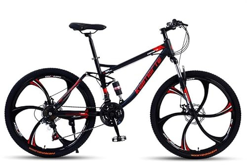 26 Zoll Mountainbike, 24-Gang Fahrrad MTB mit Vollfederung, MTB Dirt Bike für Städte, Arbeitswegen, Reisen in Bergen,26-6/Spokes