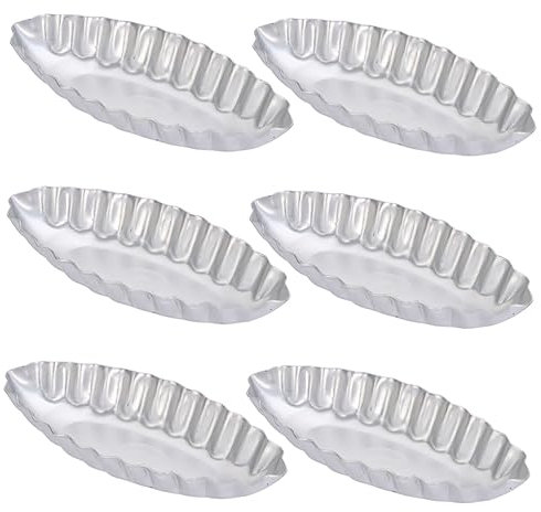ABOOFAN Small Flower-Shaped Boat Baking Mold Set 6pcs, Anodized Aluminum Egg Tart and Creative Cake Baking Pans for Home Use