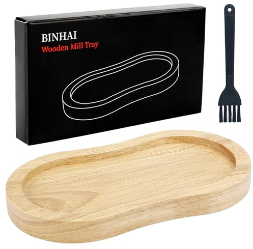 BINHAI Salt- och peppar i träkvarnsstöd, träfärger pepparkvarn bricka, arbetsyta och matbord skydd (pepparkvarn ingår inte)