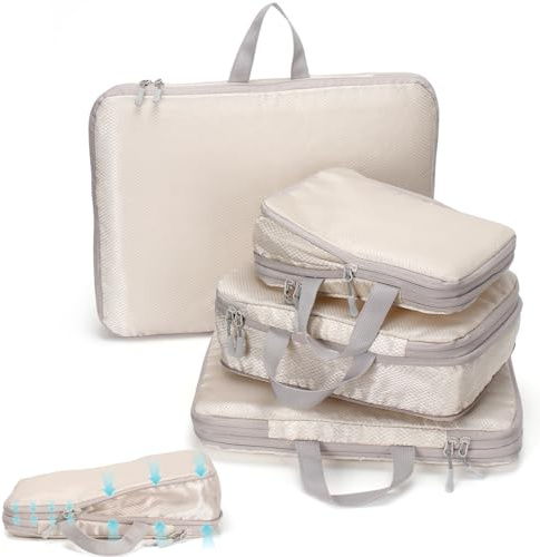Euqvunn Compression Packing Cubes, XL Large Packing Cubes for Suitcase, Waterproof Suitcase Clothes Organiser Bag, Travel Packing Bag for Backpack, Luggage Cubes for Packing, 4-piece Set XL, L, M, S