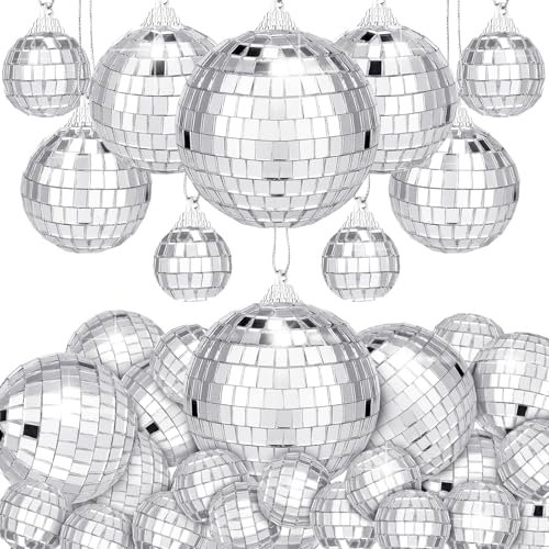 15 Stück Disco Spiegel Ball, Discokugel Deko Silber Discokugel Spiegelkugel Discokugeln 5 Größen Hängekugel Disco Ball für Party Hochzeit Geburtstagsfeier Dekoration Lichteffekt(8/6/4/3/2.3cm)