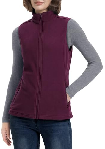 33,000ft Gilet polaire pour femme - Col montant - Ultra léger - Gilet d'extérieur avec poches - Fermeture éclair - Gilet pour femme, Fuchsia profond, 54