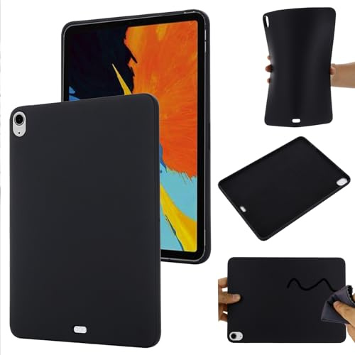 BRAND SET Handyhülle für Apple iPad Air 13 (2024) Silikon Hülle,mit Mikrofasertuch Futterkissen Soft Touch Schutzhülle für Apple iPad Air 13 (2024)-Schwarz