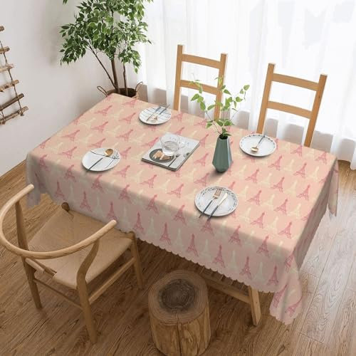 Rechteckige Tischdecke aus Stoff mit Eiffelturm-Muster in sanften Farben, Bedruckt, Frankreich, 137,2 x 182,9 cm | Dekorative Tischdecke für Küche, Esszimmer, Partys, Hochzeiten, Picknicks