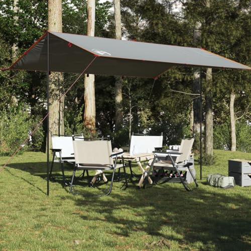 Tino Tech Tarp Outdoor Tent Zeltplane Tarp für Hängematte Wasserdicht Tarp Camping Zelt Plane Ultraleicht Camping Zeltplane Zeltunterlage für Ourdoor Camping 400x294 cm Grau und Orange Polyester