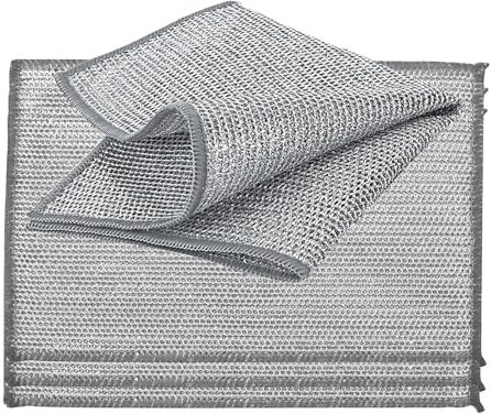 YinQin 28x20cm Stainless Steel Wire Scrubber Cloth for Pots & Pans Sink Stove Top Dual-Sided Rust-Resistant & Easy Clean Kitchen Cleaning Cloths Non-Scratch Metallic Mesh Dishwashing Cloth Rag, 4-Pack