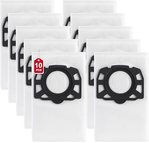 LOOHAOC 10 piezas KFI 487 Bolsas para Aspiradora para Kärcher WD4/WD5/WD6, MV 4/MV 5, WD5P/WD6P, Kärcher 2.863-006.0 Bolsas de Filtro de Fieltro para Aspiradores Húmedo y Seco