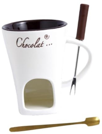 SiaBiced Caquelon à fondue au à fondue en céramique Tasse à fondre Caquelon à fondue au fromage en céramique pour le dîner Anniversaire Saint, Blanc