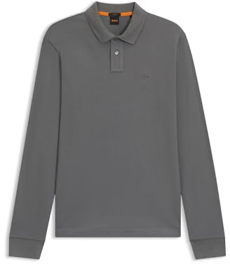 BOSS Men's Passerby Slim Fit Stretch Cotton Pique Polo Shirt, Open Grey, XL