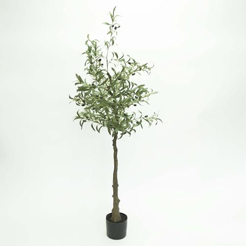 Decor Essentials Olivo artificial de 160 cm de alto, plantas artificiales de seda de olivo artificial para interiores en macetas, planta artificial grande tropical sintética para el hogar, oficina,
