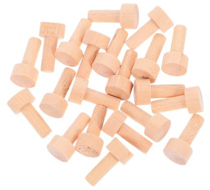 GARIOUANS 20piezas Pasadores De Madera Maciza Para Manualidades Carpintería Ruedas De Juguete Sin Pintar Clavijas De Eje De Madera Para Ruedas De Tren y Muebles Pequeños