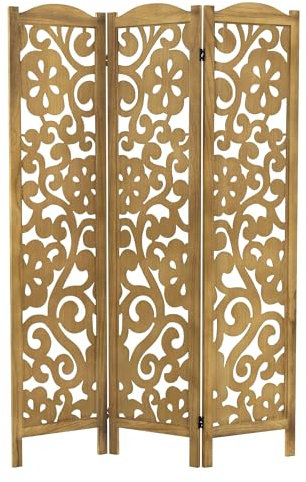 ML-Design Paravento Pieghevole 3 Pannelli Yokohama in Legno Naturale 172x121 cm Schermo Separatore Autoportante per Interni, Divisorio Stanza, Separé Decorativo Camera da Letto, Soggiorno o Ufficio