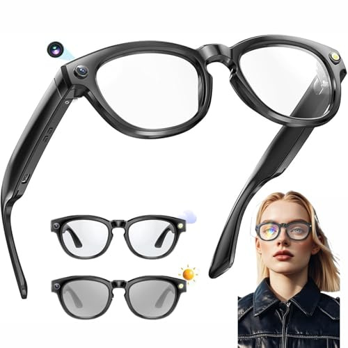 Générique Lunettes avec Caméra, Lunettes Vidéo avec Verres Photochromiques, 2MP HD Lunettes Connectées, Photo Et Vidéo AI, Lunettes De Sport Outdoor avec Caméra Et Enregistrement