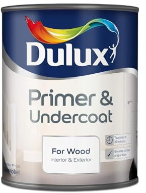 HOCHSTE® Dulux Primer and Undercoat for Wood, Quick Dry Water-Based Paint Prep, Interior Exterior Use, 2-in-1 Sealer & Base Coat, Improved Adhesion for Topcoats, (White, 250ml)