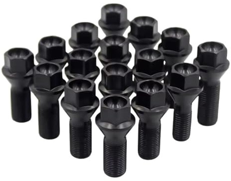 BASPHHH écrou Jante Compatible avec 120i 2005-2012 pour 125i 2009-2013 Boulons de Roue Noirs M12 x 1,5 Boulon de Roue 17 mm Hex 36136781150