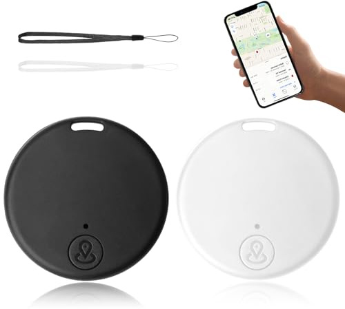 2 Stück Bluetooth 5.2 Schlüsselfinder Smart-Tag GPS Tracker für Schlüssel, Geldbörse, Tasche, Haustier – Kompatibel mit iOS & Android, iSearching App, Alarm, Wechselakku, Bidirektionales Tracking