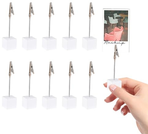 10 Stück Fotohalter mit Klammern,Tischkartenhalter,Fotohalter Holz mit Klammer,Postkartenhalter Fotoständer,Fotoaufsteller,Memo Clip Halter Ständer Zettelhalter für Hausdekoration,Hochzeits