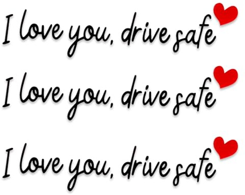 3pcs I Love You Drive Safe Mirror Stickers, Cute Car Drive Safe Rear View Mirror Decals with Hearts Car Driving Stickers Automotive Accessories for Women Driver (Black)