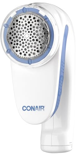Conair Hårborttagare, batteridriven anti-hårborttagare för kläder och tyger, ergonomiskt handtag, stort huvud, vit/blå, CLS1XE