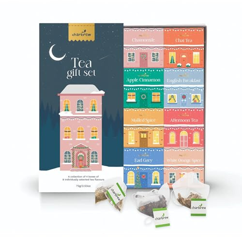 Charbrew Christmas Festive House Tea Gift Set – 16 Teabags in Gift Box | 8 Premium Blends (Black, Herbal & Fruit) | Holiday Tea Assortment, Stocking Filler & Gift for Tea Lovers