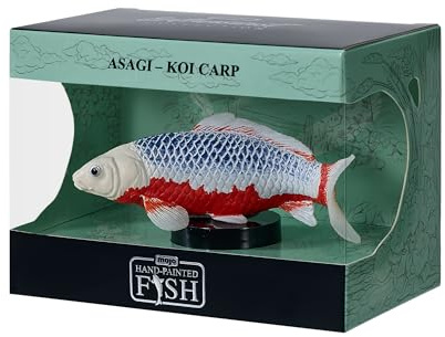 MOJO | Asagi Koi Karp handmålad fiskfigur, blå och röd dekorativ modell, entusiast samling serie 1, japansk stil (Asagi Koi karp)