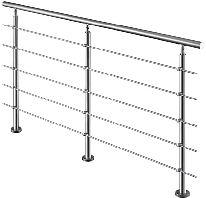 Acezanble Handlauf Edelstahl Geländer Treppengeländer 200x106cm mit 5 Querstäben, für Treppe, Balkon, Innen und Außen