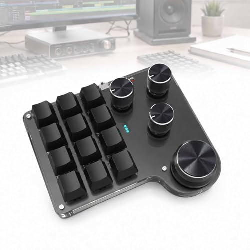 GCYXUC Mini Teclado Mecánico Macro para Juegos, Teclado Mecánico Industrial Personalizable, 12 Teclas, 4 Perillas, RGB, Memoria Integrada para Juegos, Edición Y Oficina