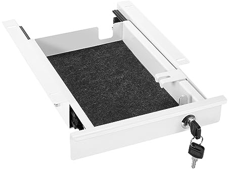 SOTECH Låsbar dokumentlåda 220 x 265 x 45 mm vit skrivbordslåda kontorslåda | Kontorspärm under skrivbord