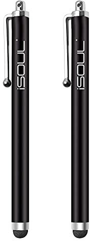 ISOUL Stylus Touch Pen, [2 PACK] Styli Capacitive Touchscreen Pen Aluminium Stylus For iPhone, iPad Mini, Pro, Galaxy, Note, Tab, Nexus, Nokia, Blackberry, OnePlus, Tablets and More - Black
