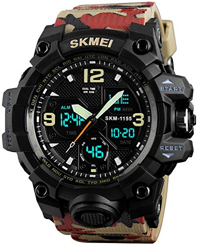 Gosasa Orologio digitale quadrato unisex a LED, quadrante grande, alla moda, 3 bar, impermeabile, sportivo, elettronico, per donne, studenti, cinturino in silicone, orologio sportivo militare per