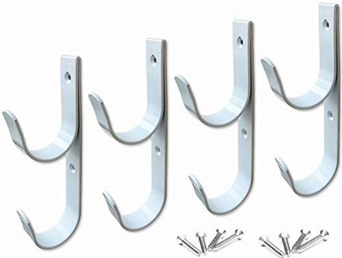 4-Teiliges Set Breite Pool-Stangen-Aufhänger Aus Robustem Rchwarzem Aluminium mit Schrauben, perfekte Hakenhalter für Schwimmbad Teleskopstangen Vakuum-Schlauch Gartengeräte