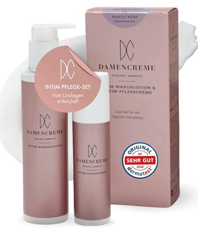 DAMENCREME Intimpflege Set für Frauen I Intim Creme 75 ml & Intim Waschlotion 200 ml I Sanfte Pflege & Reinigung I Intimpflege Damen vom Gynäkologen empfohlen I vegan & dermatologisch getestet