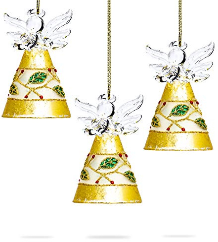 SIKORA BS344 Engel Christbaumschmuck Glas Figur Weihnachtsbaum Anhänger 3er Set, VE:3er Set