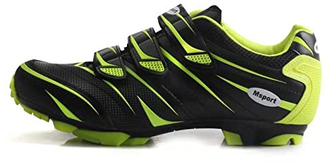 Msport Chaussures de Cyclisme VTT Professionnel Respirant Antidérapant Compatible Pédales SPD pour Homme/Femme - Vert 45 EU