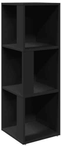 vidaXL Eckregal mit 3 Fächern Standregal Bücherregal Wandregal Regal Eckschrank Deko Wohnzimmer Schlafzimmer Büro Schwarz 33x33x100cm Holzwerkstoff