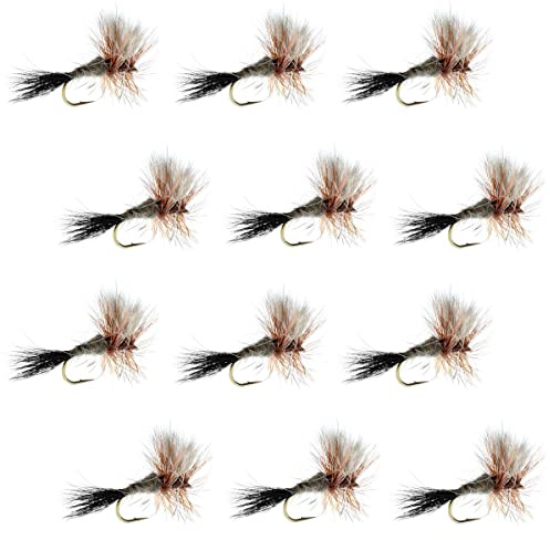 The Fly Fishing Place Ausable Wulff Classic Trout Dry Fly Fishing Flies - Set of 12 Flies Size 14