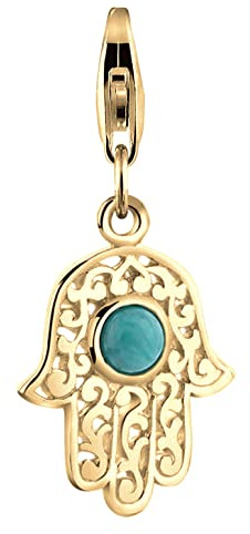 Nenalina Charm Anhänger Hand der Fatima 925 Sterling Silber – Schutzsymbol Clasp Charm Damen – Handgefertigt, kompatibel mit Charm Club